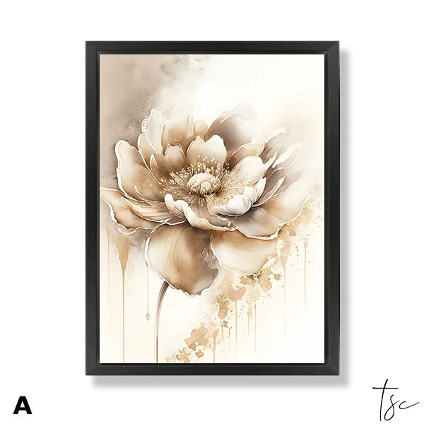 Whispering Peony Flower A Black Frame