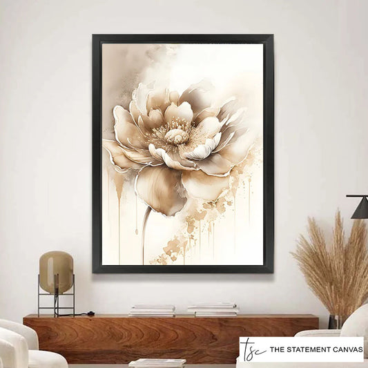 Whispering Peony Flower Black Frame